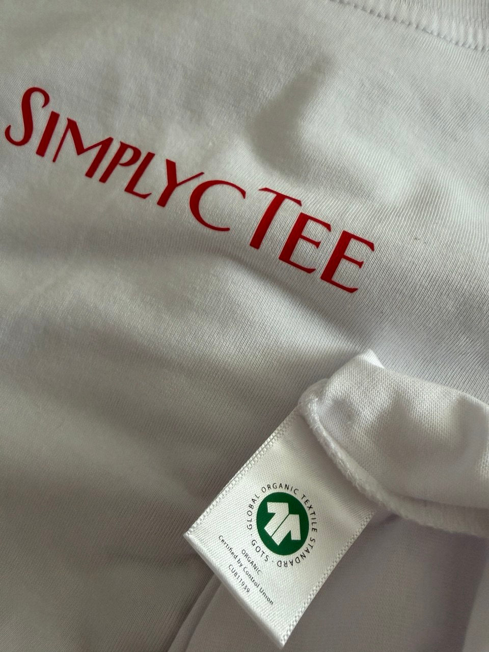 Simplicity Organic White T-Shirt with Red Print