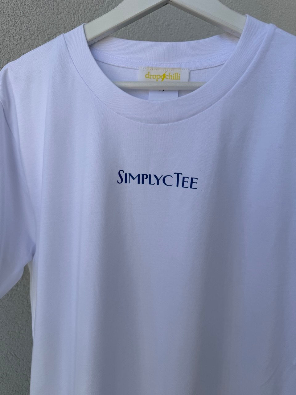 Simplicity Classic White T-Shirt with Blue Print