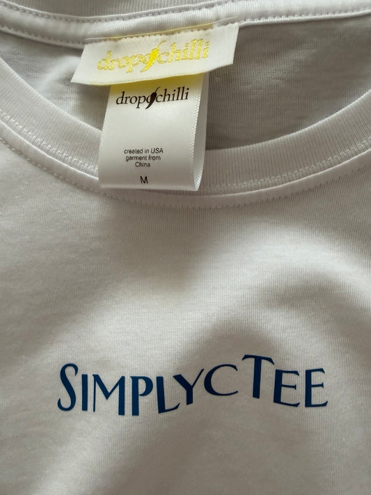 Simplicity Organic White T-Shirt with Blue Print