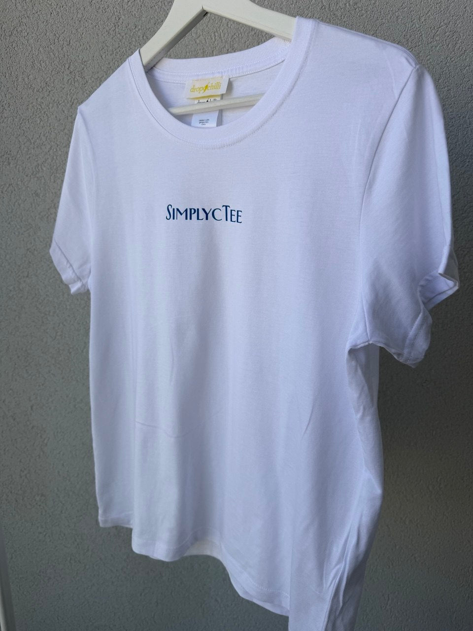 Simplicity Organic White T-Shirt with Blue Print