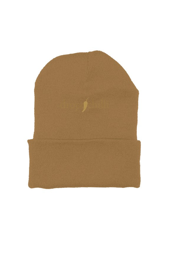 Stay warm and stylish with our camel beanie 